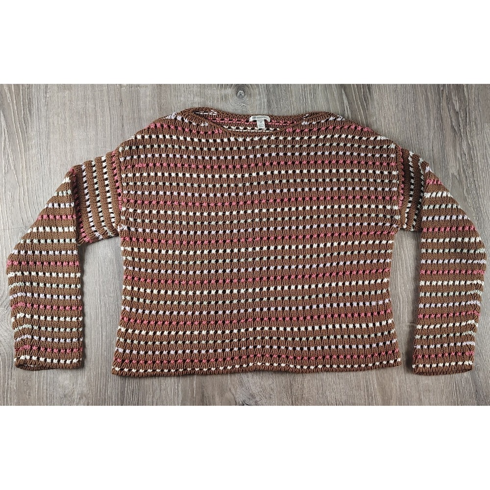 Versona Women's Crochet Knit Sweater Medium Brown‎ Boho Cottagecore Pullover